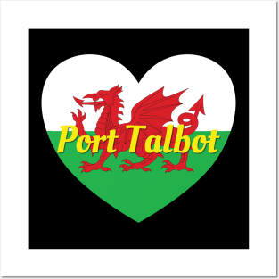 Port Talbot Wales UK Wales Flag Heart Posters and Art